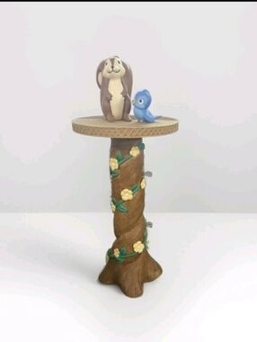 Disney Woodland Tree Stump Pedestal with Brown Rabbit and Blue Bird